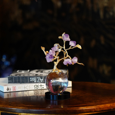 【本尼家】RK04紫晶发财树客厅轻奢高档办公室装饰玄关摆件