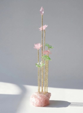 【本尼家】HY239现代轻奢琉璃莲花客厅电视柜装饰桌面玄关摆件