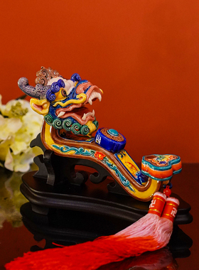 【本尼家】非遗手工彩釉交趾陶中式装饰品玄关摆件-小祥龙如意