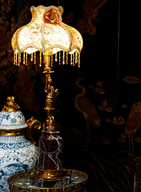 【本尼家】TD64法式复古大理石配铜小女孩创意装饰品台灯玄关摆件