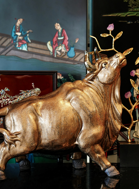 【本尼家】非遗手工石湾陶塑技艺神气牛牛陶瓷艺术品玄关摆件