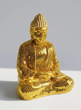 【本尼家】金色马赛克手工贴片释迦摩尼佛装饰品客厅玄关摆件BJ45