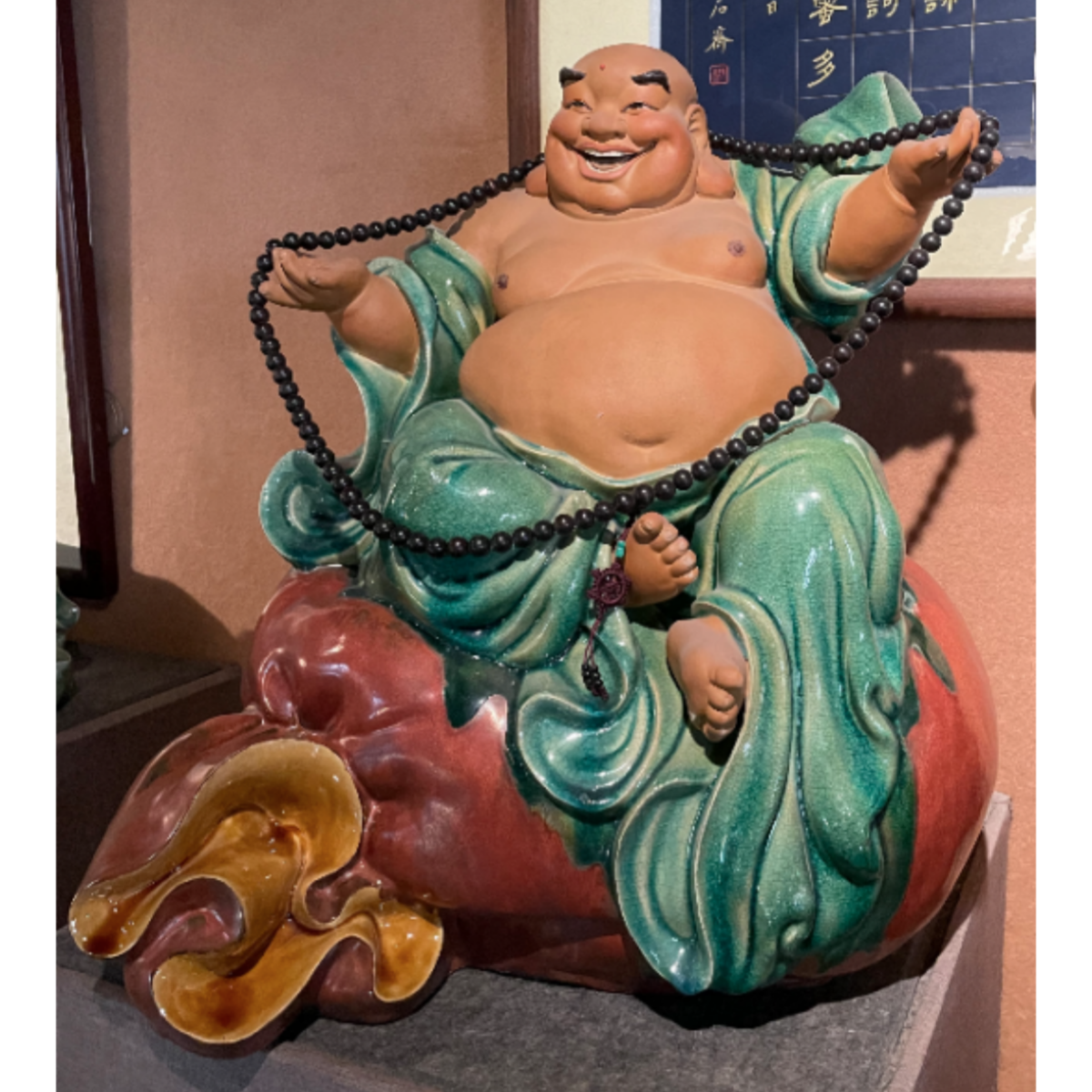 【本尼家】AM54非遗石湾陶瓷《皆大欢喜》布袋佛家居装饰玄关摆件