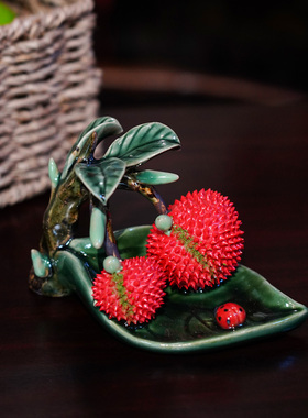 【本尼家】AM91非遗手工石湾陶瓷荔枝客厅乔迁送礼创意玄关摆件