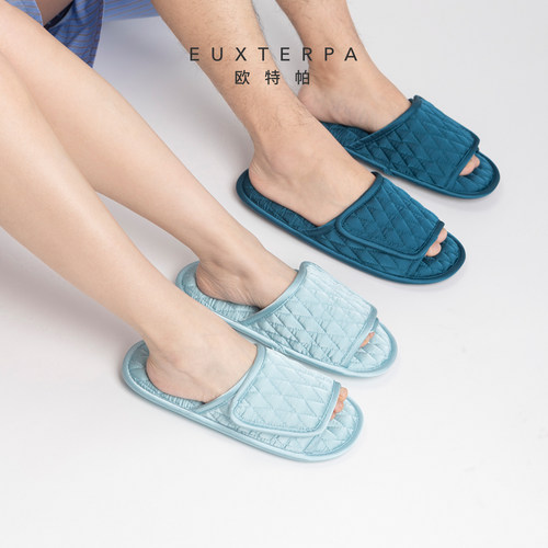 EUXTERPA欧特帕春夏新中式缎面一字拖家居防滑高级感室内拖鞋男女