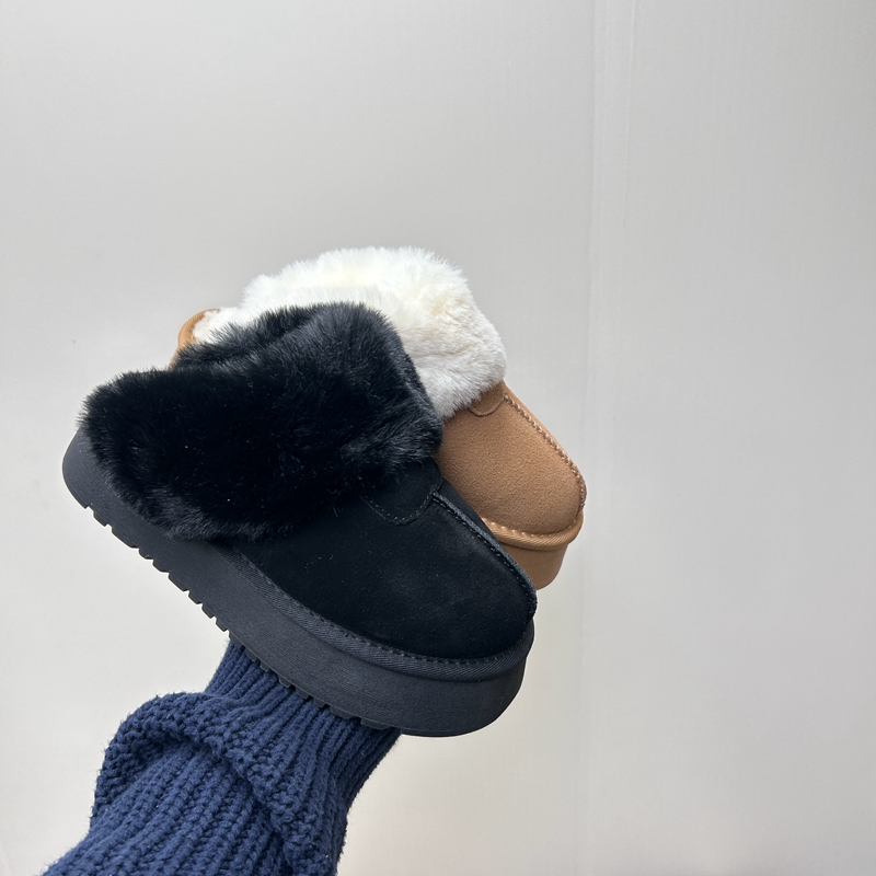 工厂2025处理冬款断码真皮女鞋雪地靴牛皮厚底套脚毛口舒适女短靴