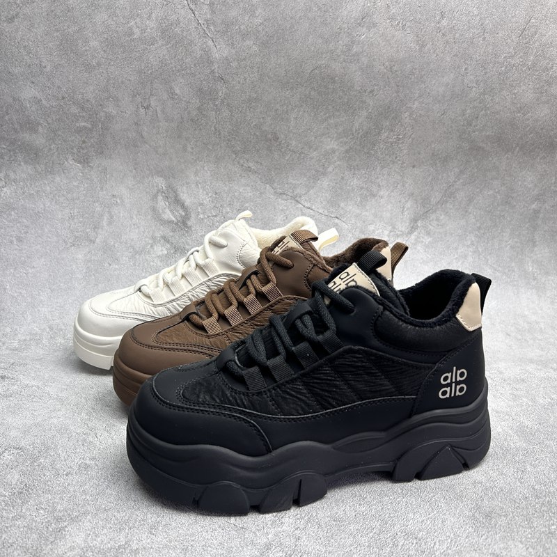 2025断码秋季真皮新款女鞋厚底休闲深口时尚牛皮百搭加绒女棉鞋