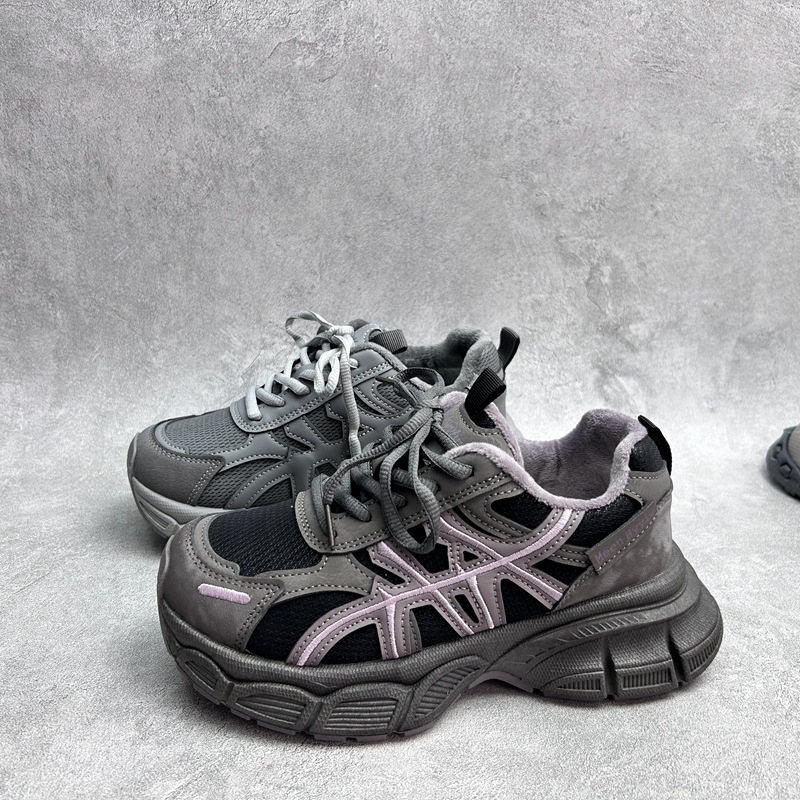 工厂断码pu运动鞋女2025秋季新款加棉老爹鞋圆头计厚底增高老爹鞋