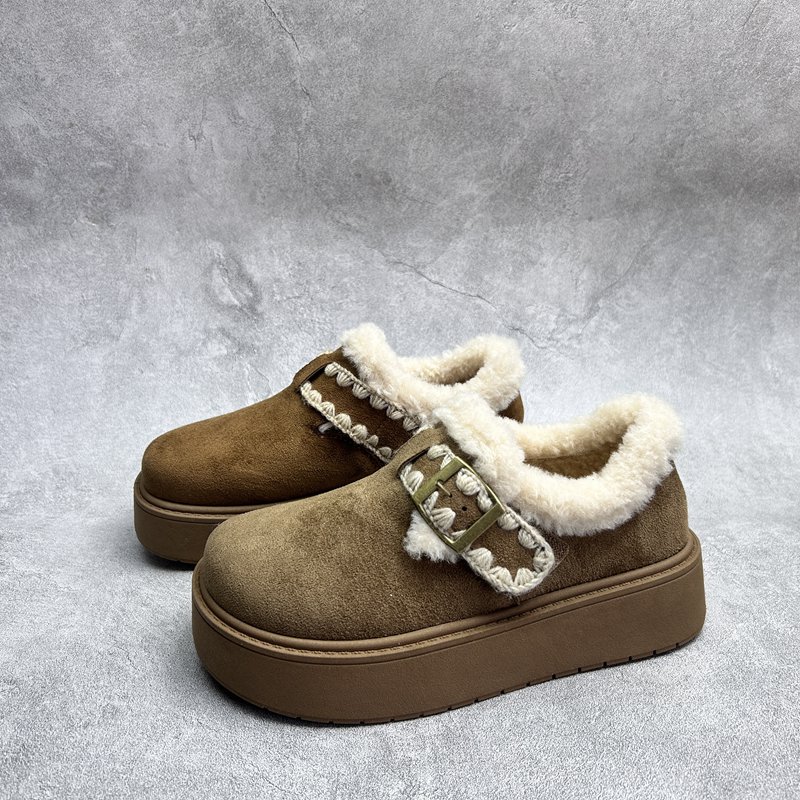 工厂2025秋冬断码绒面女鞋雪地靴厚底休闲舒适保暖时尚套脚短靴