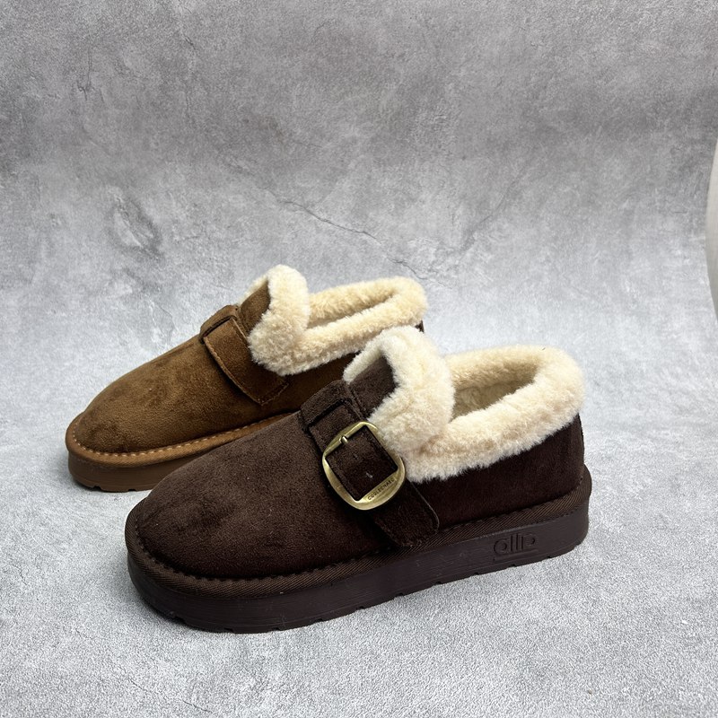 工厂2025秋冬断码绒面女鞋雪地靴厚底休闲舒适保暖时尚套脚短靴