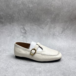 2026春季新款断码真皮女鞋平底休闲圆头浅口乐福鞋套脚女单鞋工厂