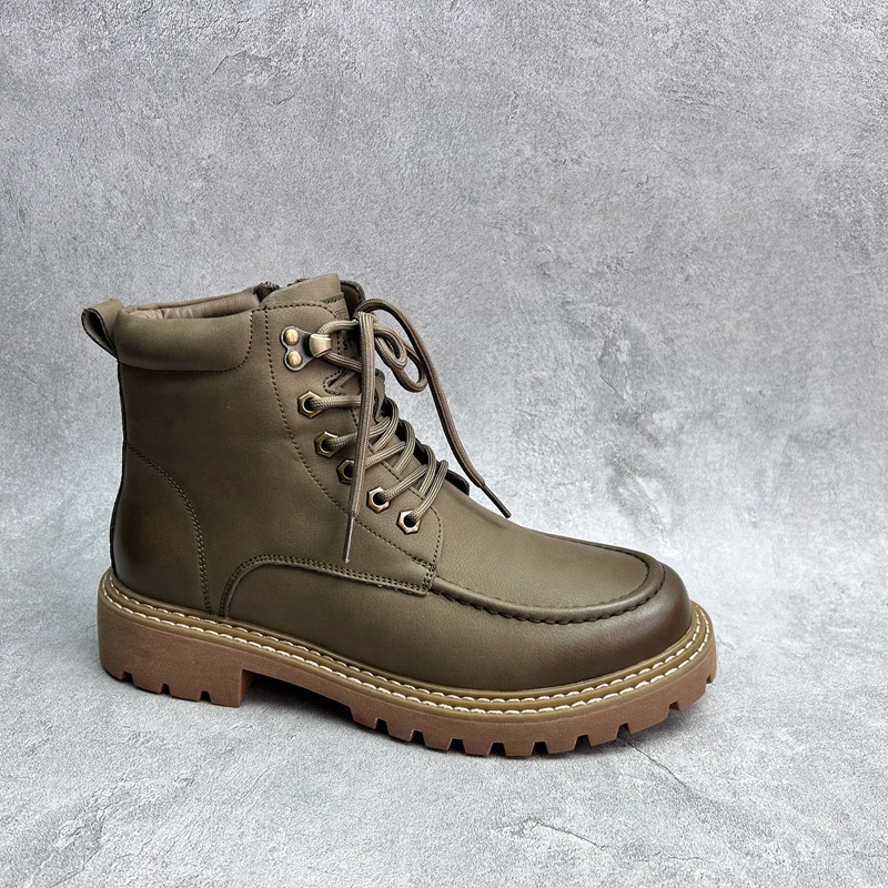 男棉鞋时尚拉链圆头牛皮加绒休闲