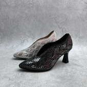 秋季 真皮新款 女鞋 2025断码 厚底休闲深口套脚印花牛皮百搭女单鞋