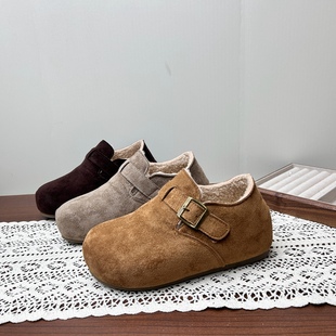 圆头内增高套脚包头女棉鞋 工厂25断码 厚底勃肯鞋 女鞋 绒布秋冬新款