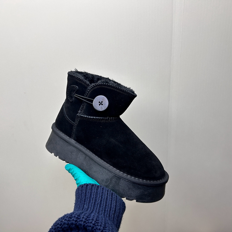 工厂2025处理冬款断码真皮女鞋雪地靴牛皮厚底套脚绒里保暖女短靴