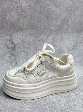工厂断码真皮运动鞋女2026夏季新款老爹鞋女鞋圆头厚底增高休闲鞋