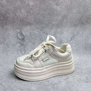 工厂断码真皮运动鞋女2026夏季新款老爹鞋女鞋圆头厚底增高休闲鞋