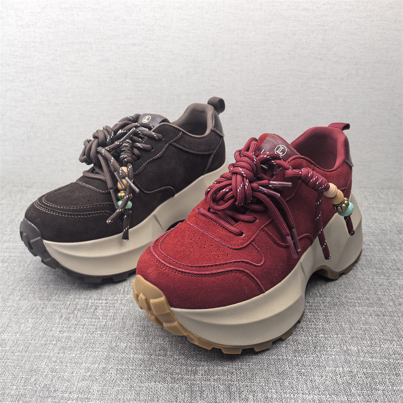 2026春季新款真皮新款女鞋厚底休闲深口时尚牛皮百搭系带女单鞋,女鞋,深口单鞋,淘宝优惠券,粉丝福利购,淘宝优惠卷