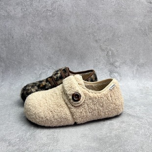 毛毛平底休闲深口套脚舒适百搭软底加绒女棉鞋 女鞋 新款 2025秋季