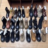 女鞋 2025断码 真皮秋冬新款 粗跟短靴工厂牛皮马丁靴圆头拉链女靴子