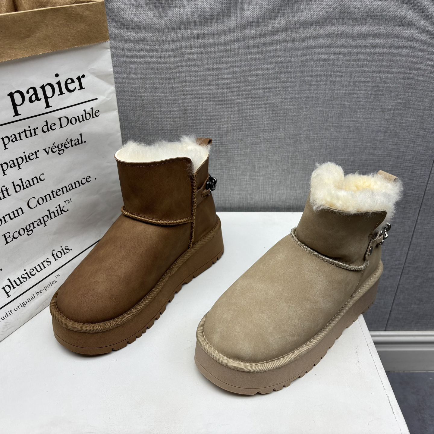 工厂2025处理冬款断码真皮女鞋雪地靴牛皮厚底套脚羊毛保暖女短靴