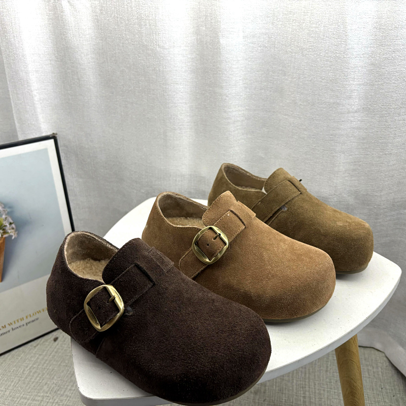 工厂25断码真皮秋冬新款女鞋内增高勃肯鞋圆头松糕底加棉女棉鞋