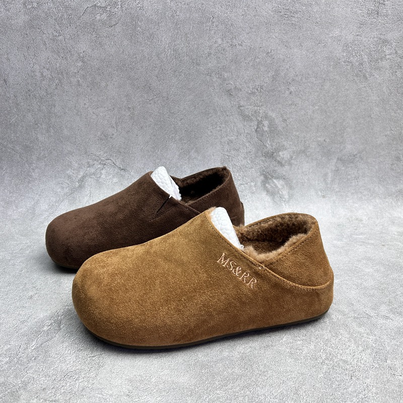 2025秋季新款女鞋绒面厚底休闲深口套脚舒适百搭软底加棉女单鞋