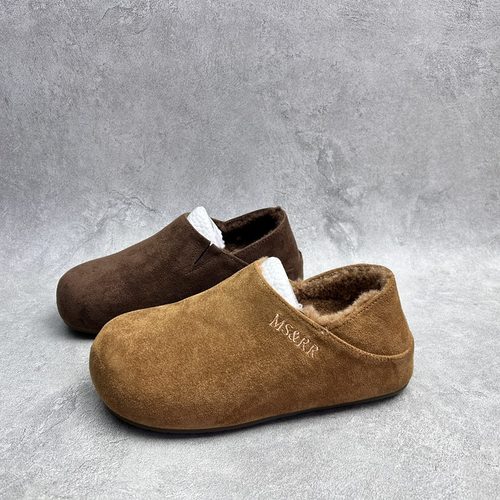 2025秋季新款女鞋绒面厚底休闲深口套脚舒适百搭软底加棉女单鞋