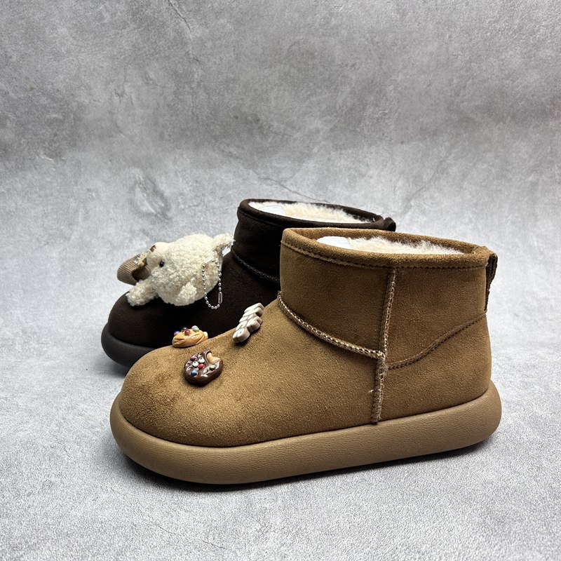 工厂2025秋冬断码绒面女鞋雪地靴厚底休闲舒适保暖时尚套脚短靴