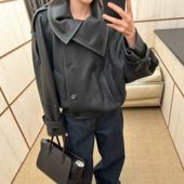小众轻奢明星同款 宽松休闲显瘦夹克外套 真皮羊皮泡皮女装