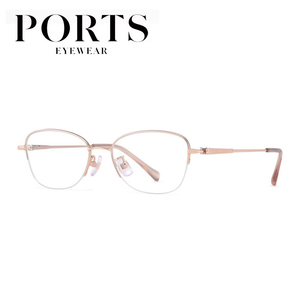 正品PORTS宝姿近视眼镜框女半框精致时尚设计感超轻钛架 POF22526