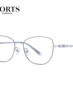 PORTS宝姿眼镜架 超轻近视眼镜框 纯钛全框女士防蓝光 POF22427