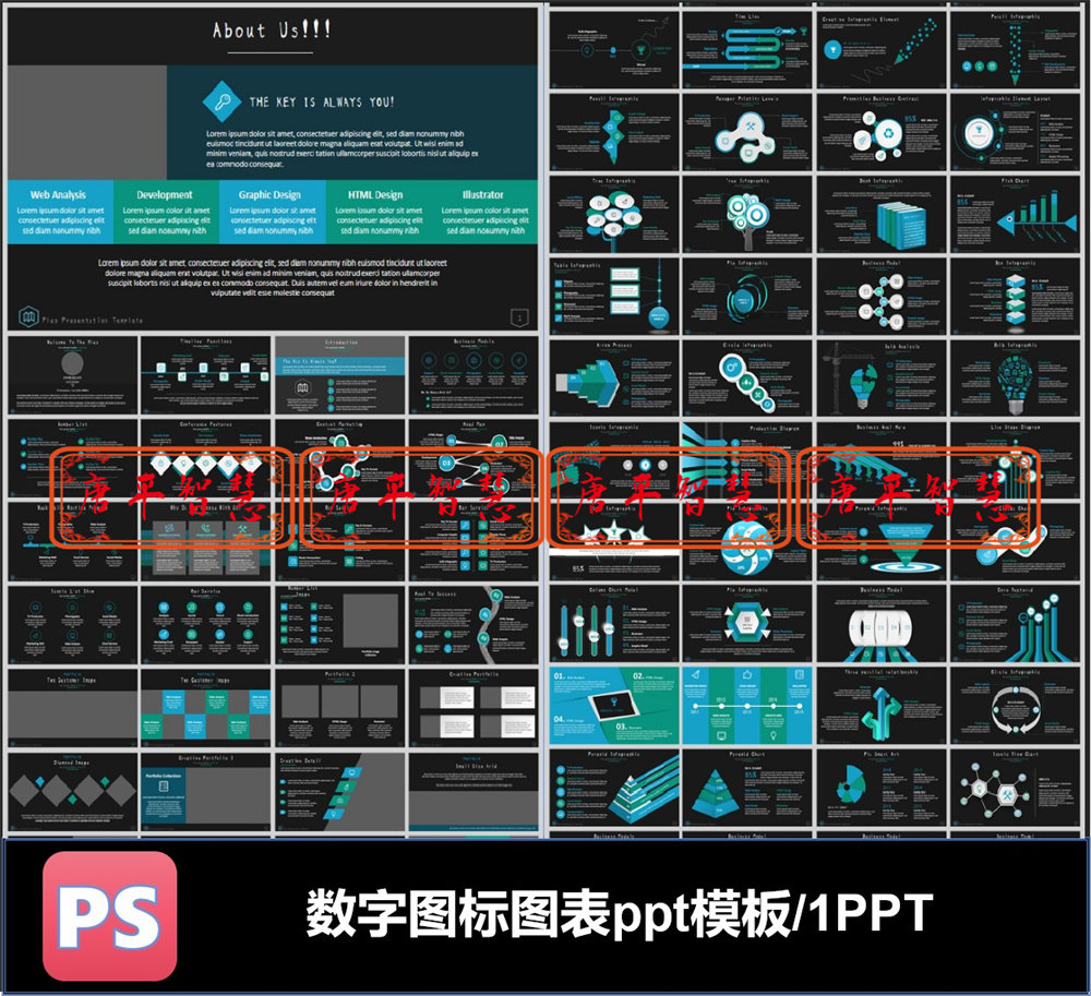 商务图表图标趋势图研究技术科研ppt模板可编辑素材