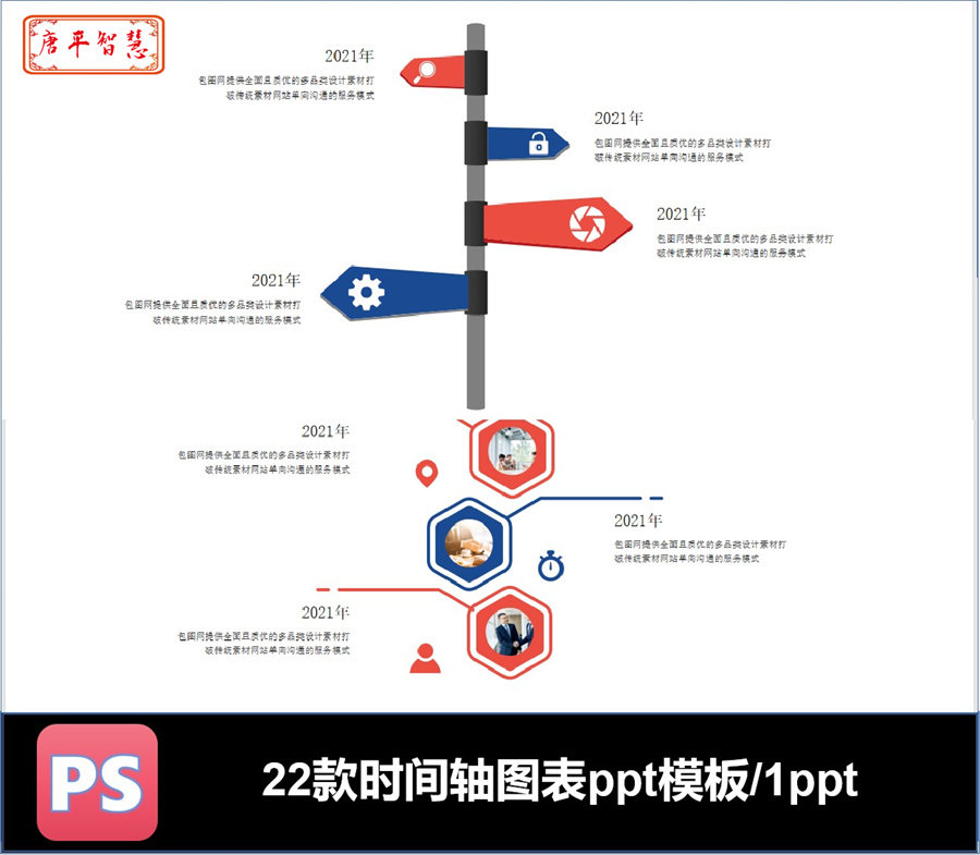 22款企业发展时间轴历史线年代纪主题ppt模板可编辑素材工作历程