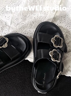 bytheWEI高端线【花朵凉鞋】nextlevel头层牛皮凉鞋金属花朵女