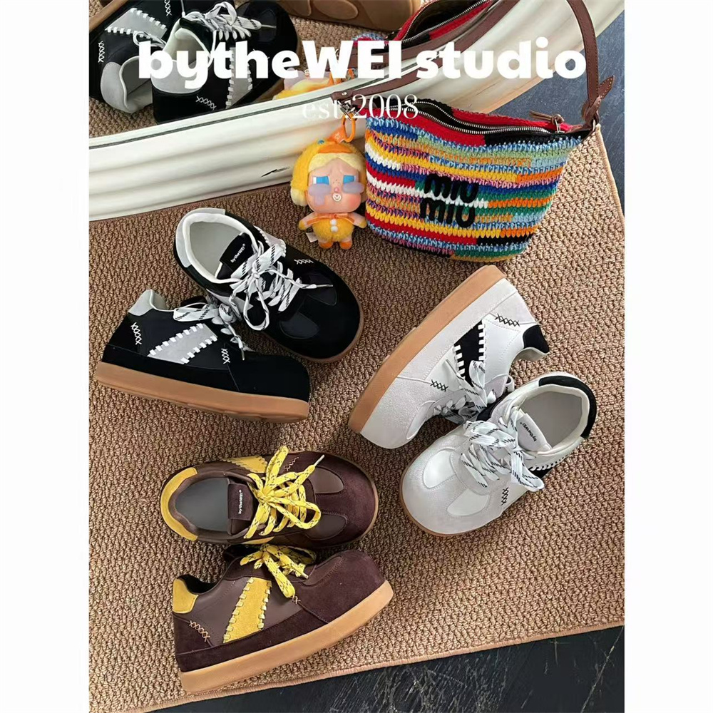 bytheWEI【泡泡德训】内增高6.5cm版松糕厚底德训鞋女编织休闲鞋