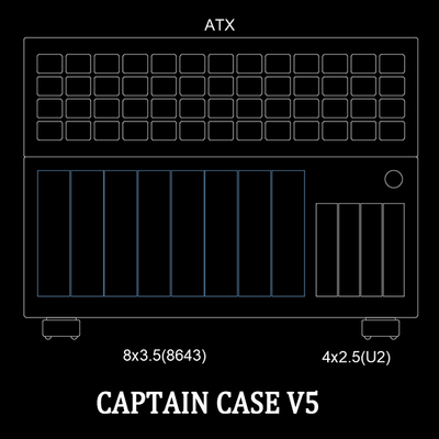 CAPTAIN S. V5 船长8盘位NAS机箱支持SFX电源ATX/MATX主板