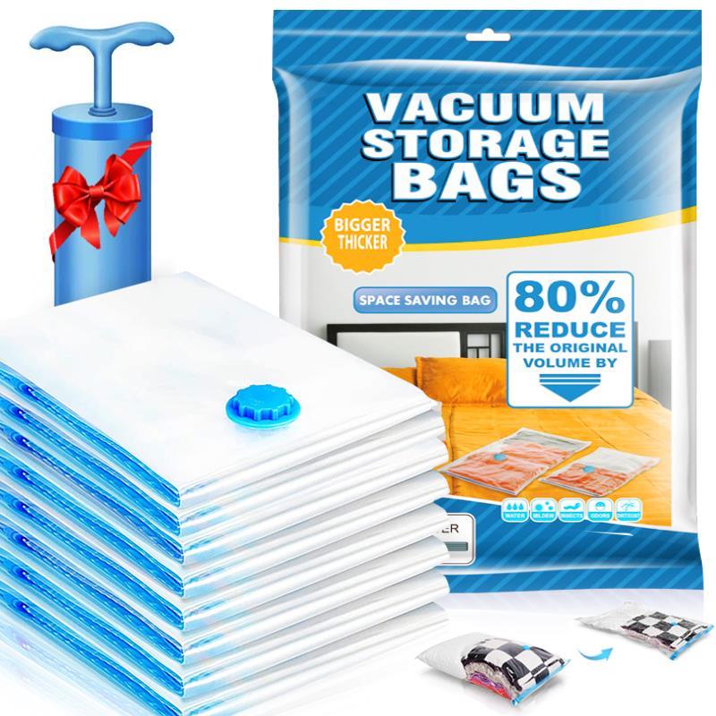 2/5/10Pcs Vacuum Bag Storage w Valve Home Organizer Bag Fold