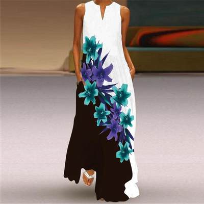 3D digital printed sleeveless dress3D数码印花无袖连衣裙女