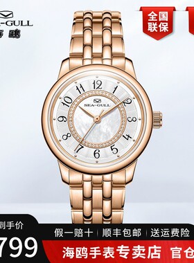 新款正品海鸥手表女士时尚名牌女款镶钻贝母全自动机械表女表1065
