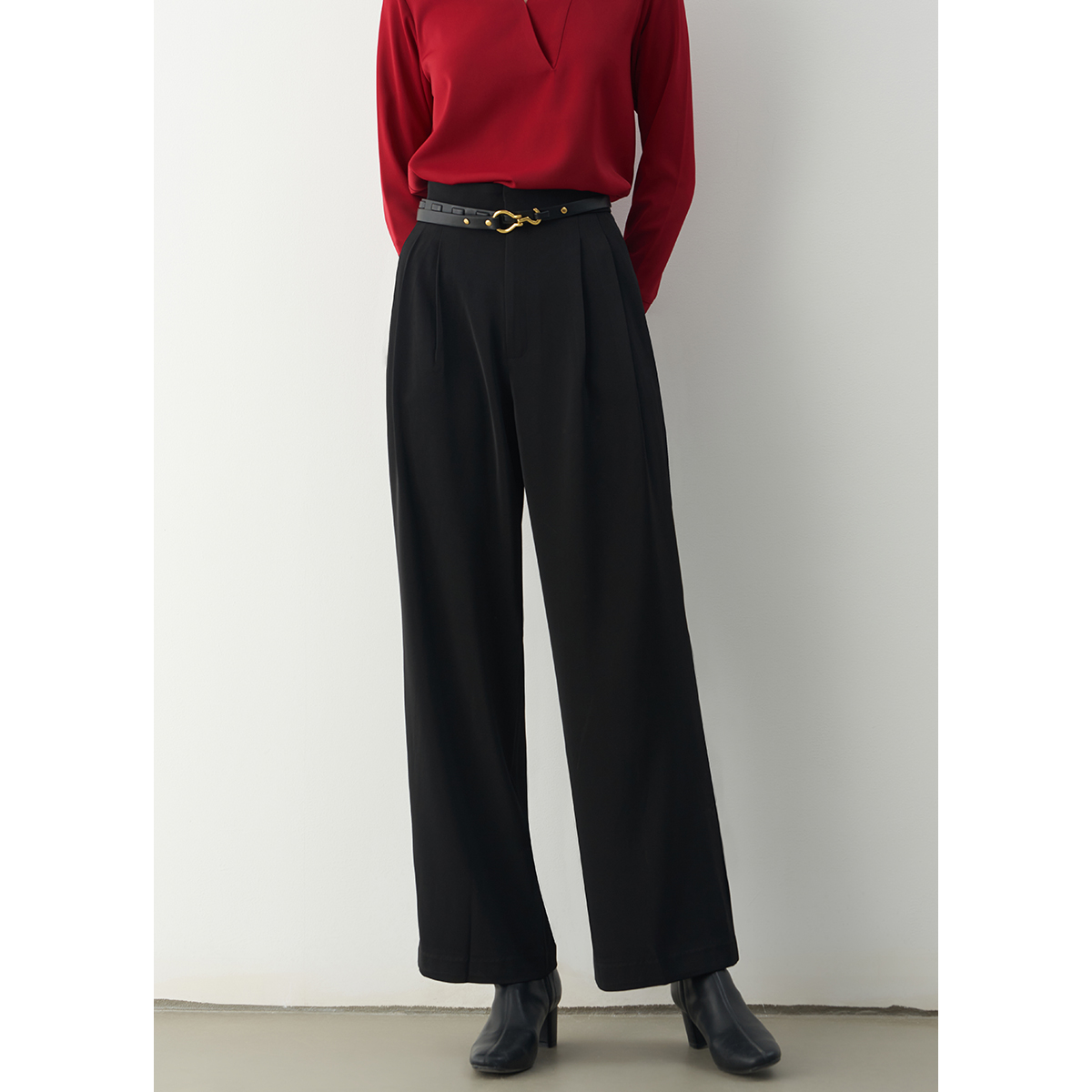 LIMONN黑色垂感阔腿裤女高腰西装裤宽松直筒拖地裤休闲女裤春夏新