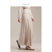 温柔风高腰垂感长裙奶杏色显瘦大摆裙2026春装 LIMONN 女法式