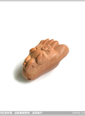 正品桃木脚丫踩小仁知足常乐挂件