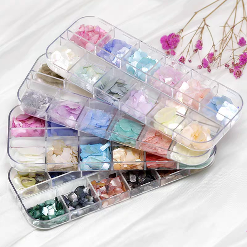 螺钿贝壳片天然37色螺钿片盒装超薄贝壳片美甲拼画漆画专用贝壳片