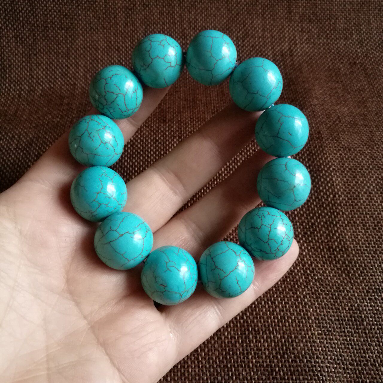 批发优化绿松石手串原矿手链松石佛珠圆珠男士男款时尚饰品配饰