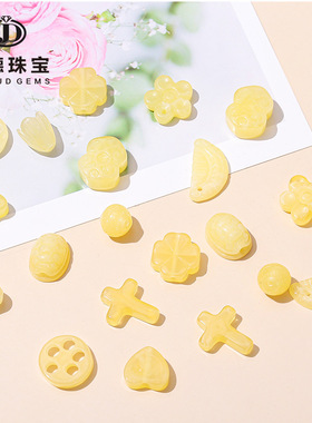 二代蜜蜡小配件 藕片花朵爱心形十字架吊坠diy饰品小滴溜散珠批发