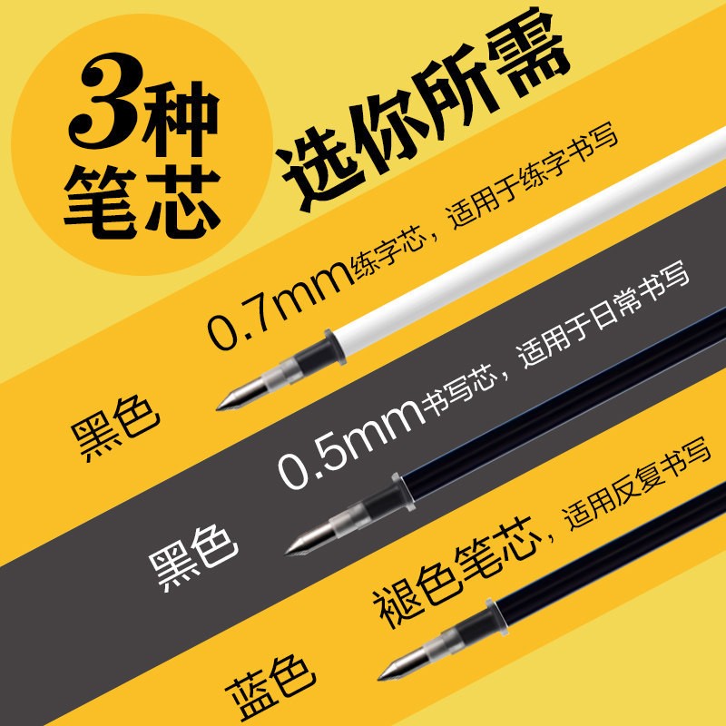 华夏万卷硬笔专业水性直液笔芯学生成人书法练习笔写字流畅好简约