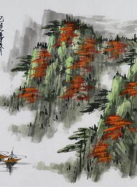 纯手绘字画书画客厅装饰画I092581周厚成三尺斗方国画山水画