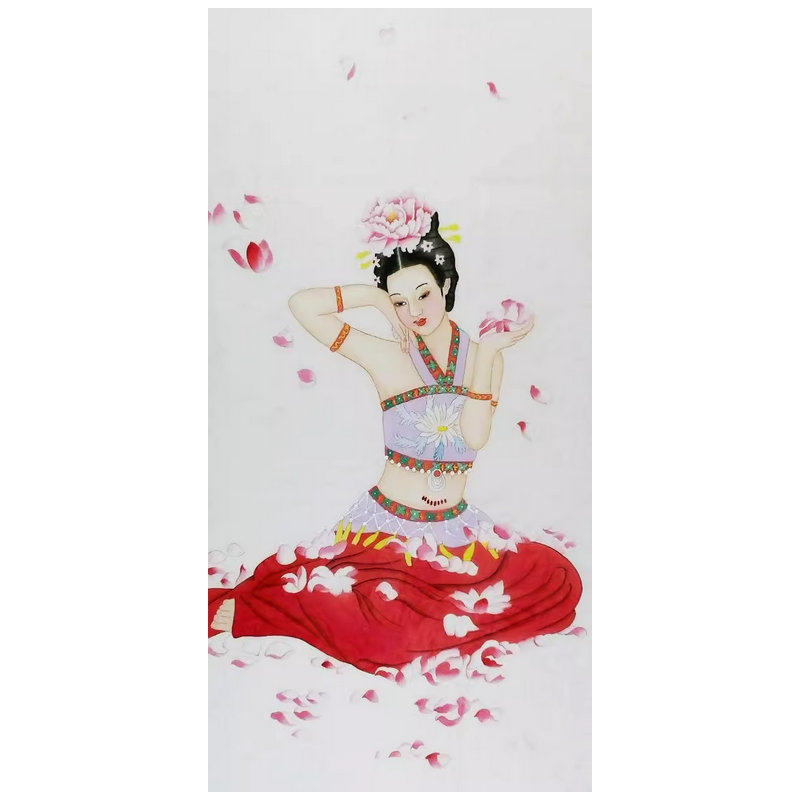 工笔画仕女国画四尺纯手绘客厅卧室装饰画无款人物古典美女136GG