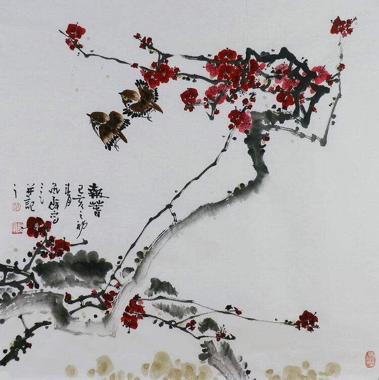 手绘字画客厅装饰书画热销I062462孙艺群四尺斗方国画花鸟画梅花